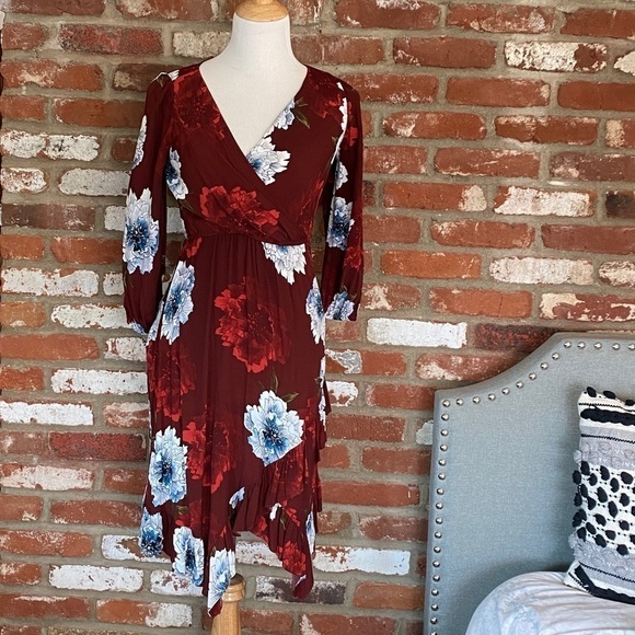 Tracy Reese Aleah Red Floral Midi Dress for Anthropologie XXSP - Picture 2 of 8